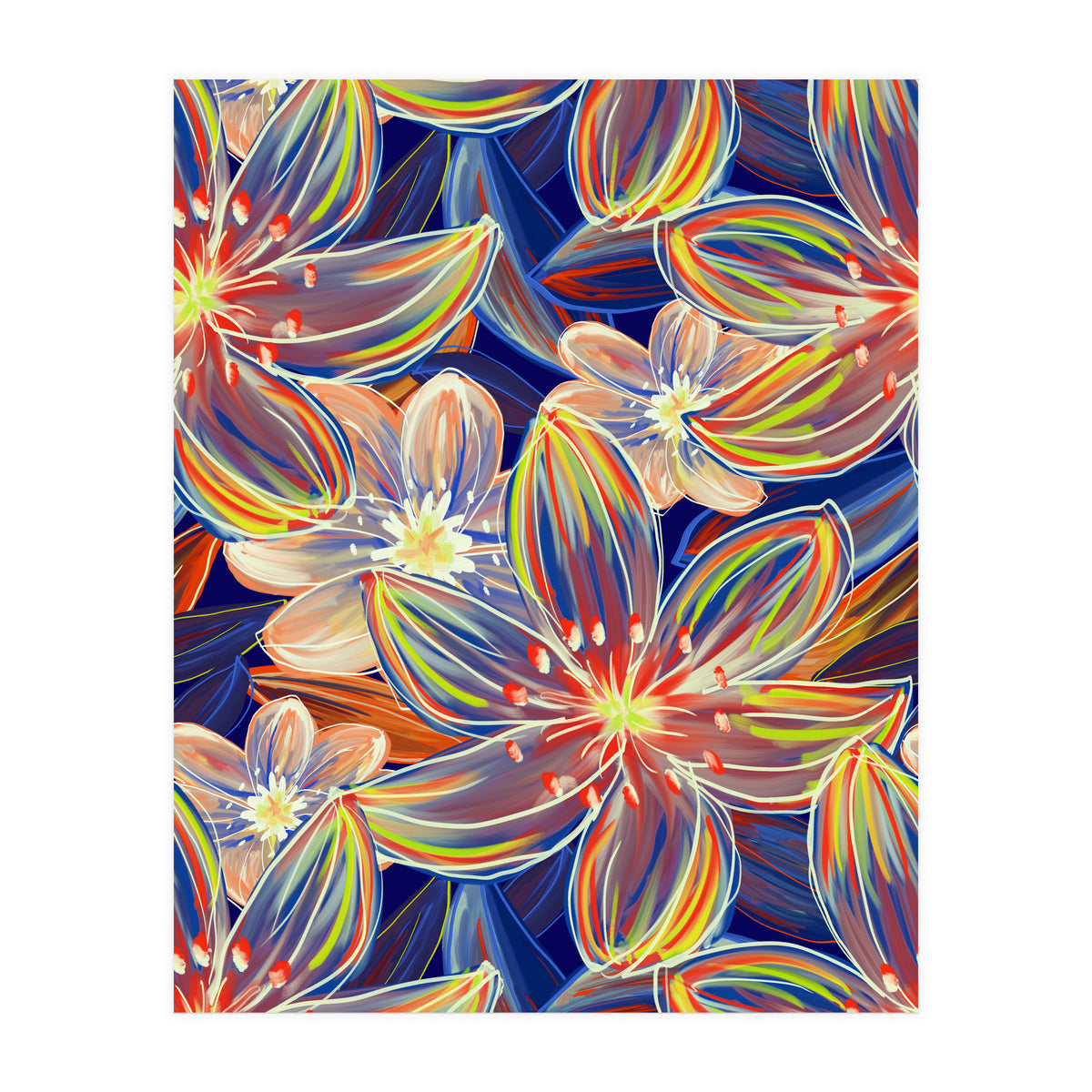 Fluo Bloom Orange & Blue (Print Only)