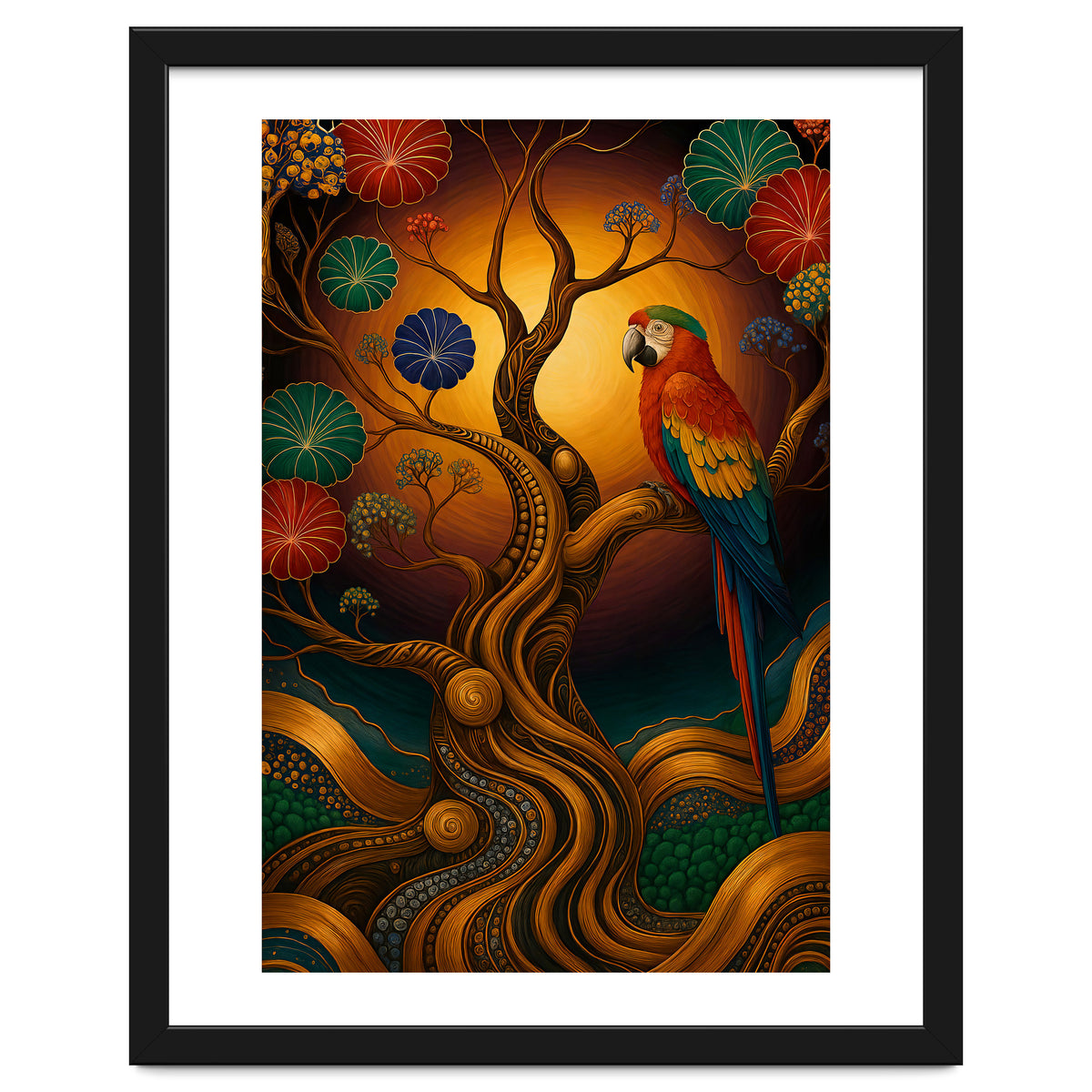 Parrot in Retro Contemporary Aesthetics