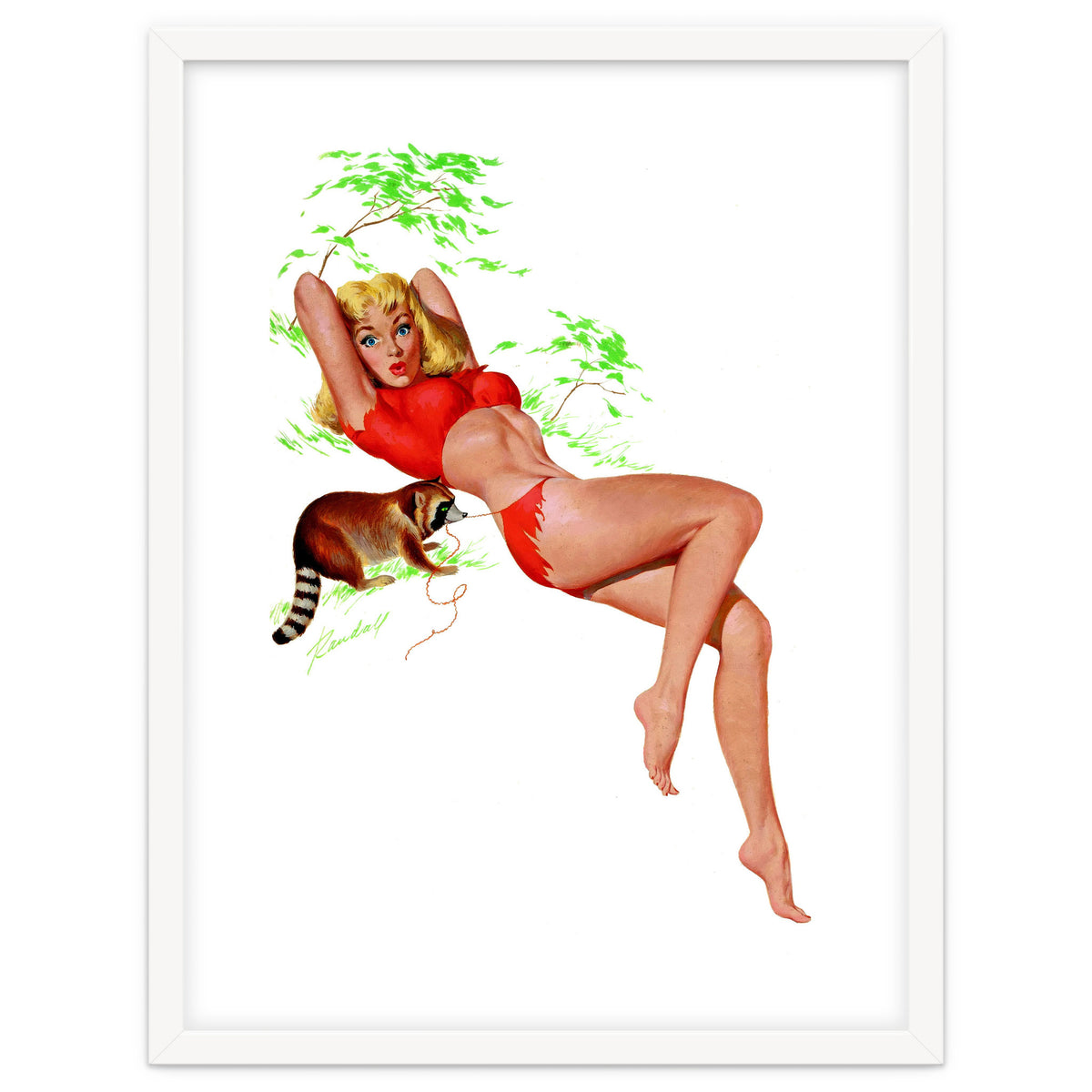 Pinup Girl With A Naughty Racoon