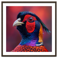 Close Up Pheasant Bird Head Detailed Feathers