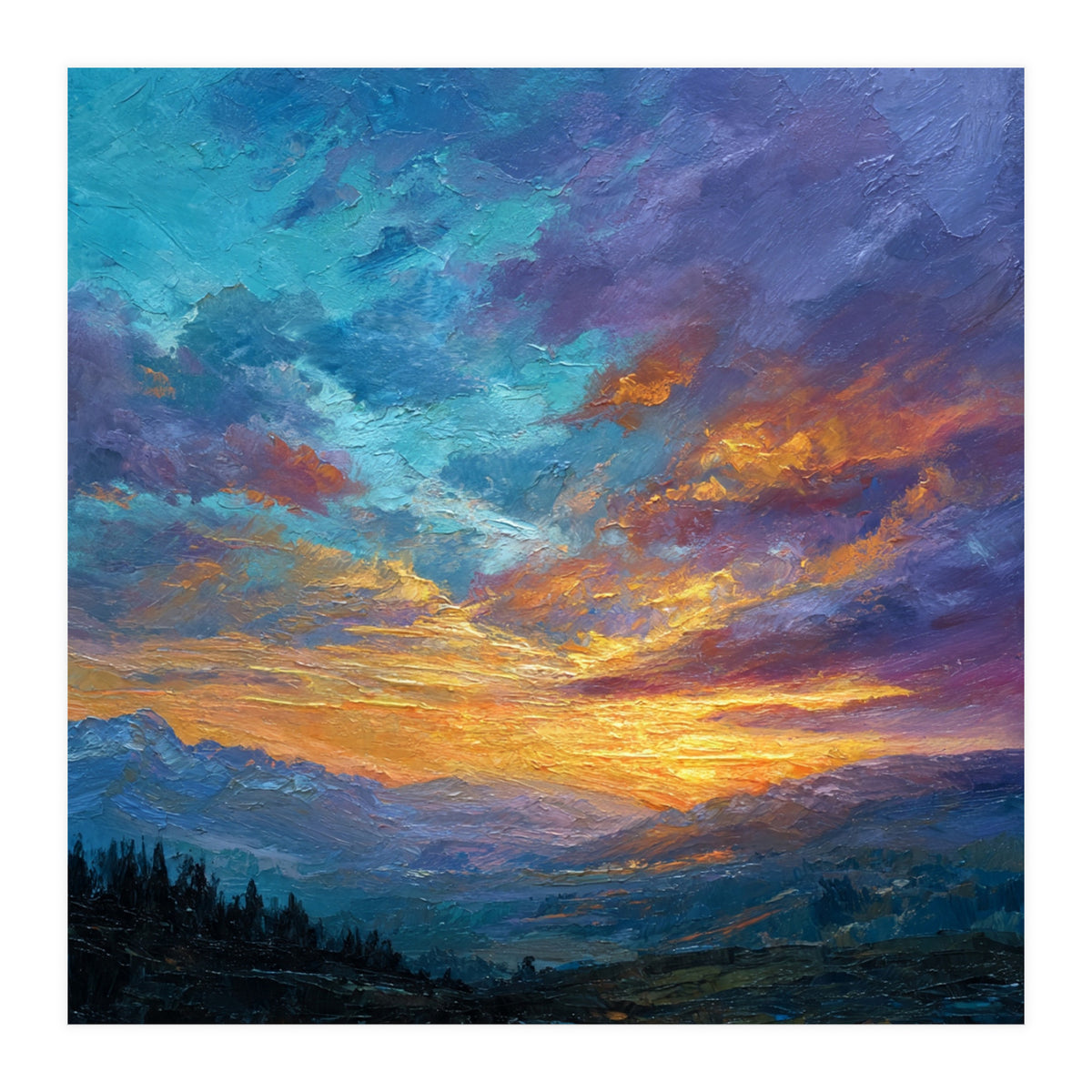 Ethereal Alpine Sunset Over Distant Peaks (Print Only)