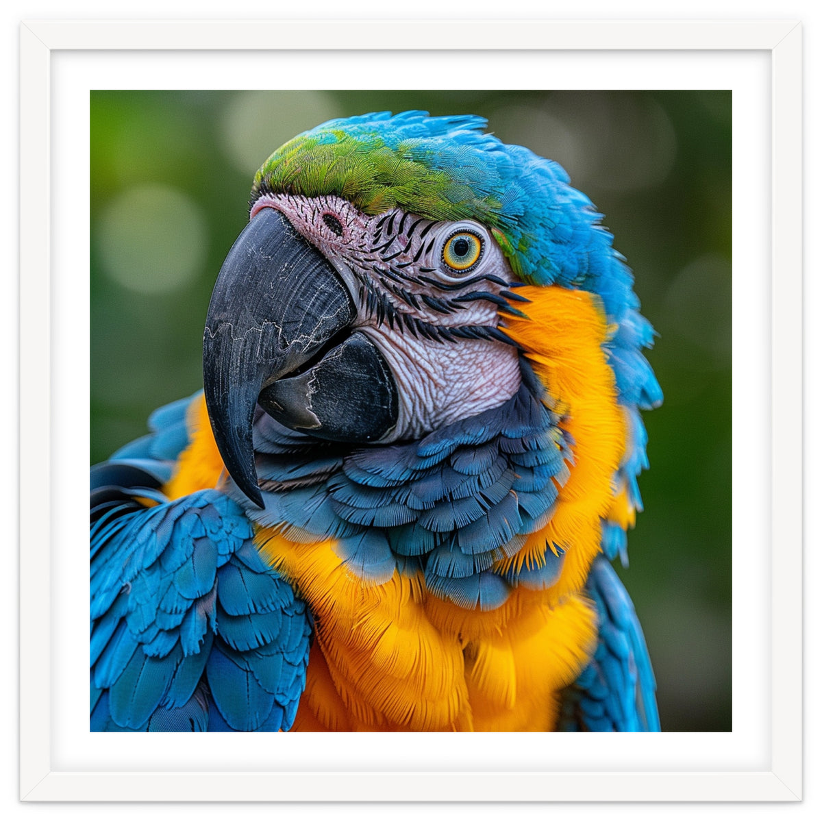 Close Up Blue And Yellow Macaw Parrot Face