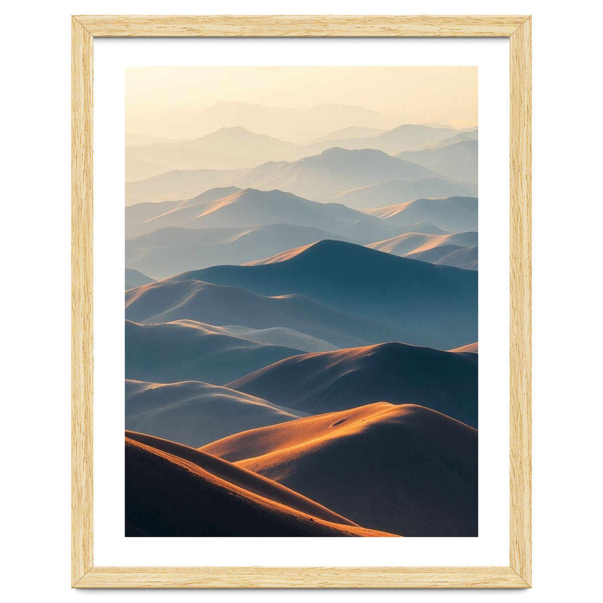 Misty Desert Mountain Range Art