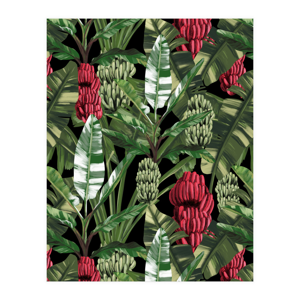 Banano Leaves Dark Jungle Red (Print Only)