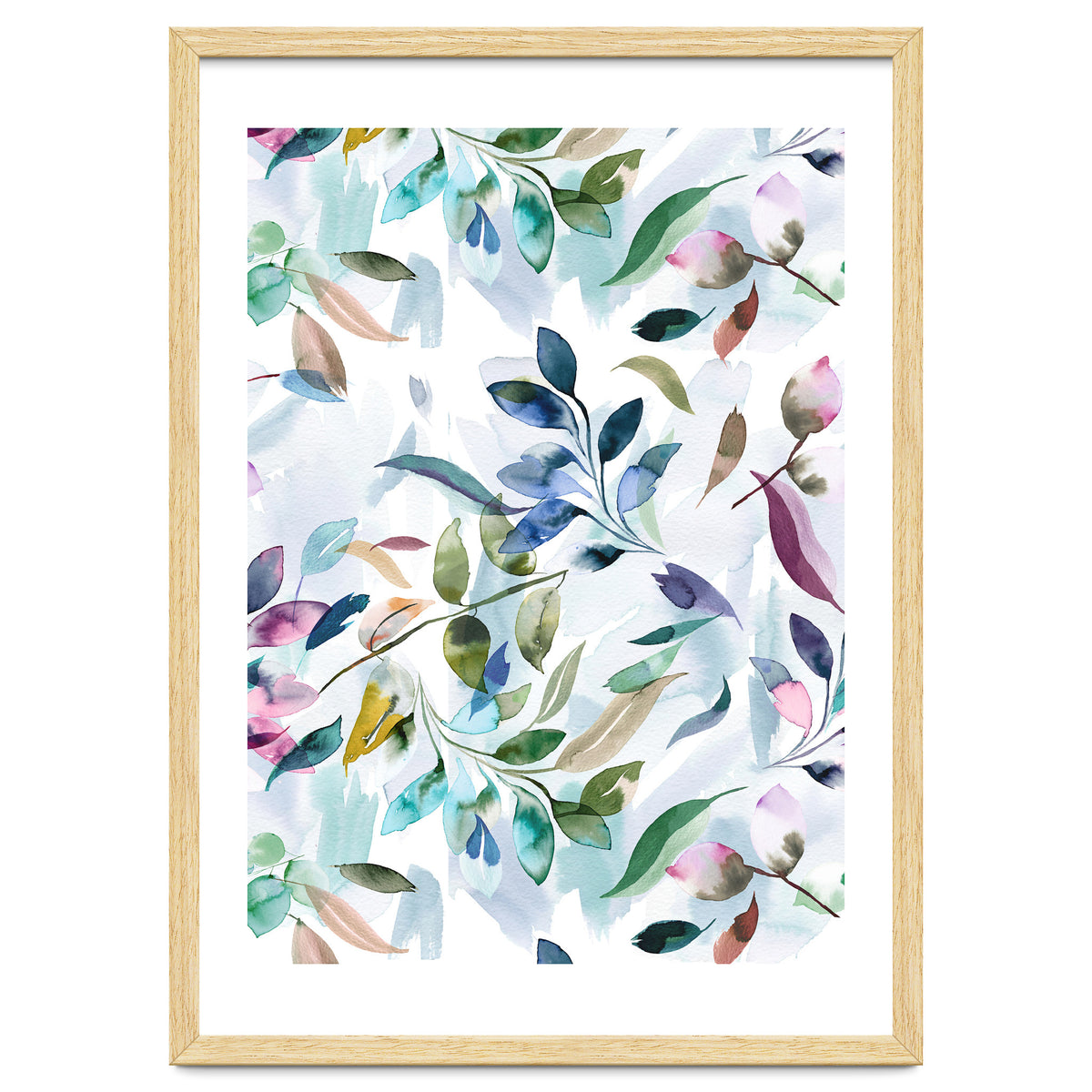 Watercolor Tranquility Leaves Mauve