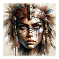 Regal Warrior Woman Watercolor Portrait (Print Only)