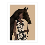 Woman In Bold Print With Black Horse (Print Only) thumbnail