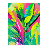 Pink Summer & Banana Leaves, Tropical Jungle Pop Of Color Nature, Forest Plants Bohemian Eclectic Watercolor Painting (Print Only) thumbnail