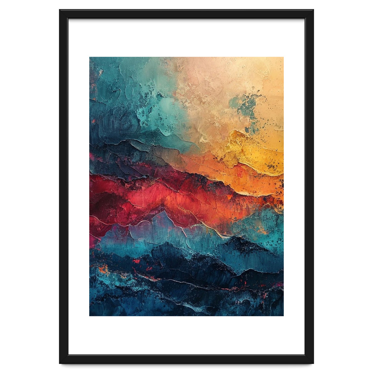 Abstract Textured Mountain Landscape