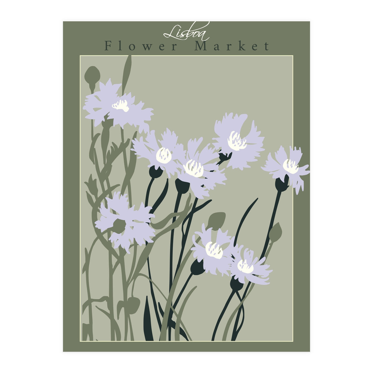 Flower Market Lisboa Cornflower (Print Only)