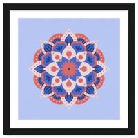 Mandala flower - blue and coral