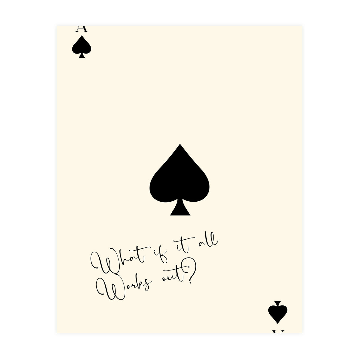 Ace of Spades Motivational Card Print, What If It All Works Out Poster (Print Only)