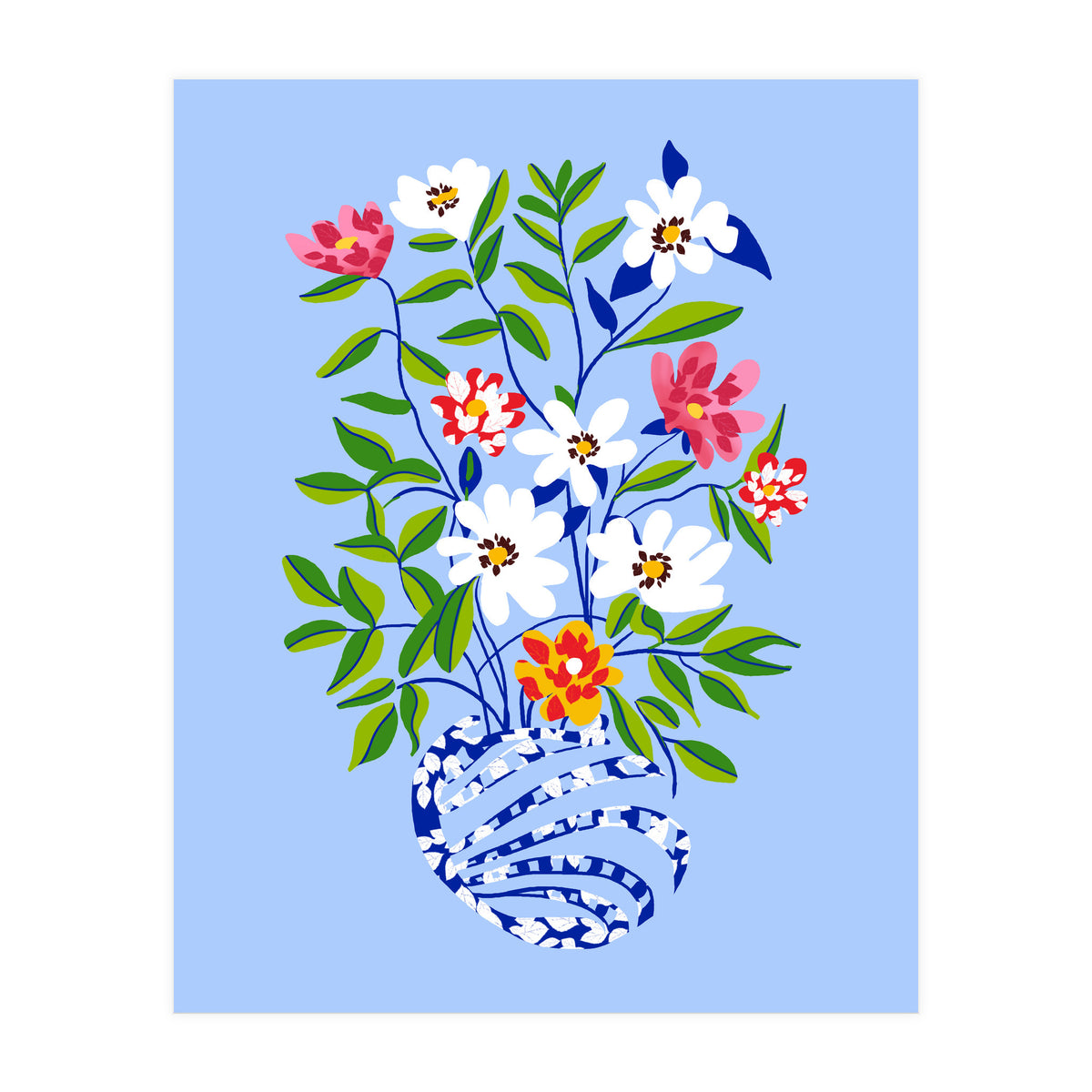 The Floopy Planter, Abstract Flower Pot Illustration, Pop Bohemian Eclectic Botanical, Flower Colorful Blossom (Print Only)