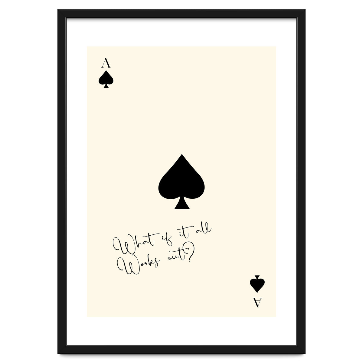 Ace of Spades Motivational Card Print, What If It All Works Out Poster