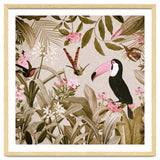 Vintage Exotic Birds Sepia Rainforest Flower Jungle thumbnail