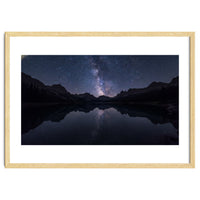 Starlit Reflection: Milky Way Over Mountain Lake