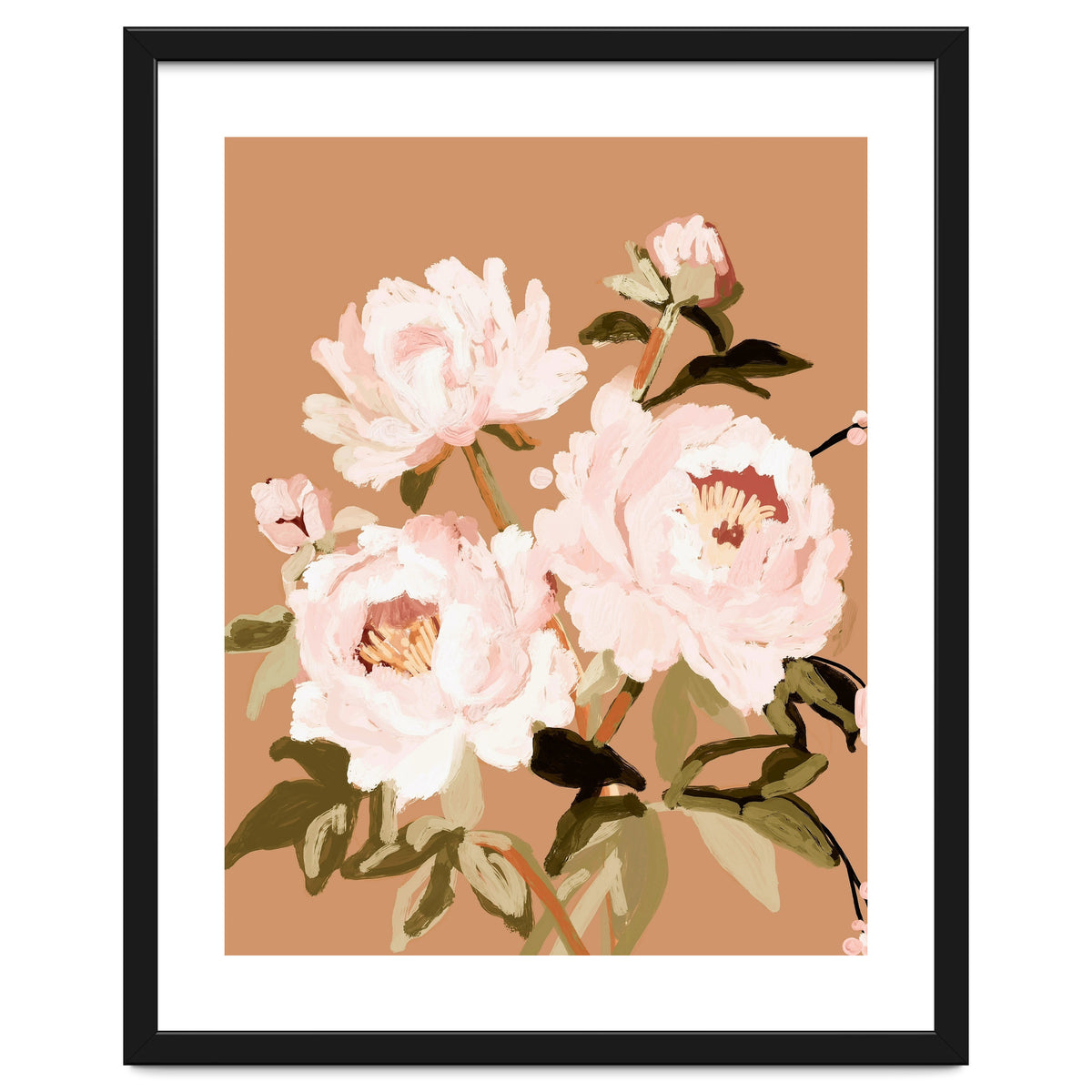 Blush Peony Painting, Floral Wall Art, Neutral Flower Print, Peony Art