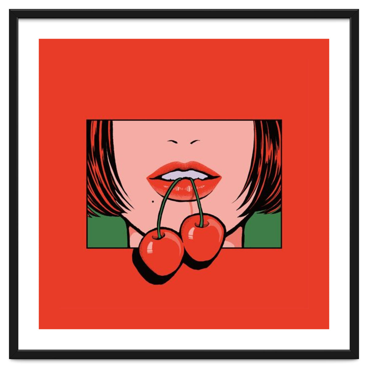 Pop Art Cherry Bold Lips With A Classic Design
