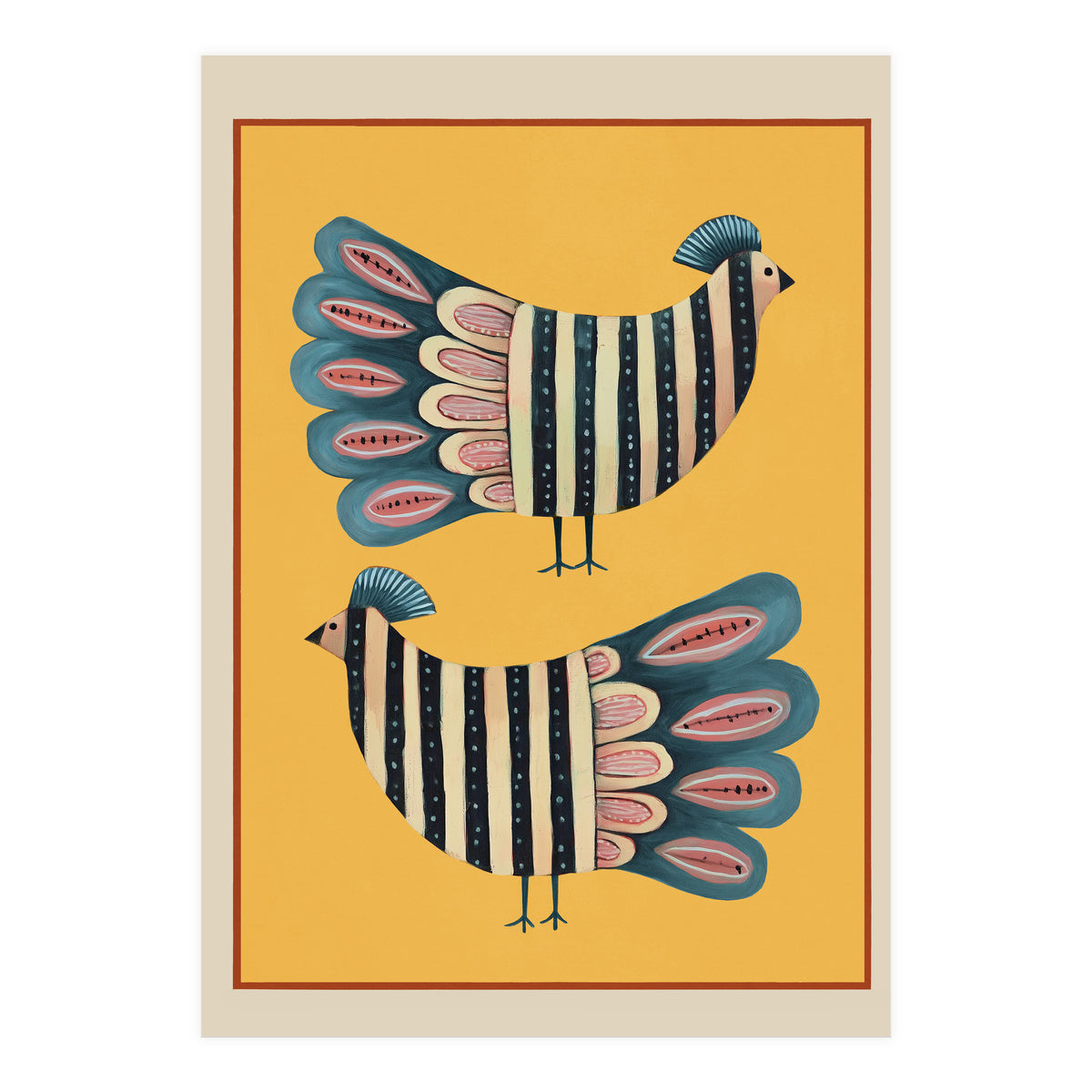 Striped Bird Pair II (Print Only)