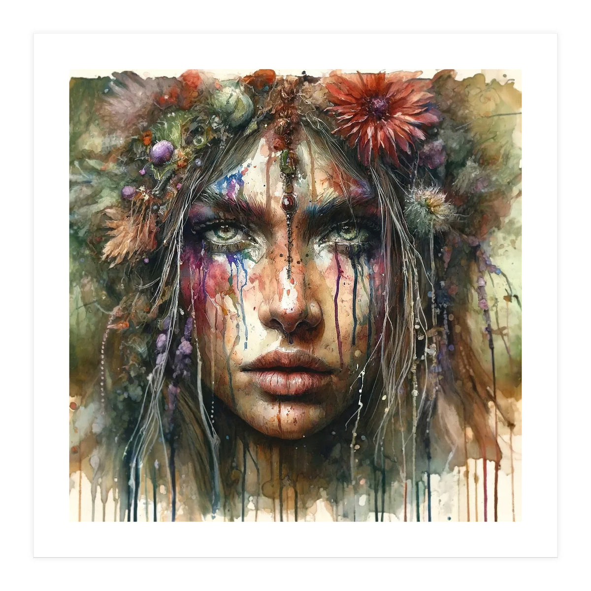 Wild Bloom Druid Woman Portrait (Print Only)