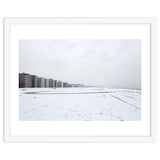 Traces of driving a car on a snowy coast thumbnail