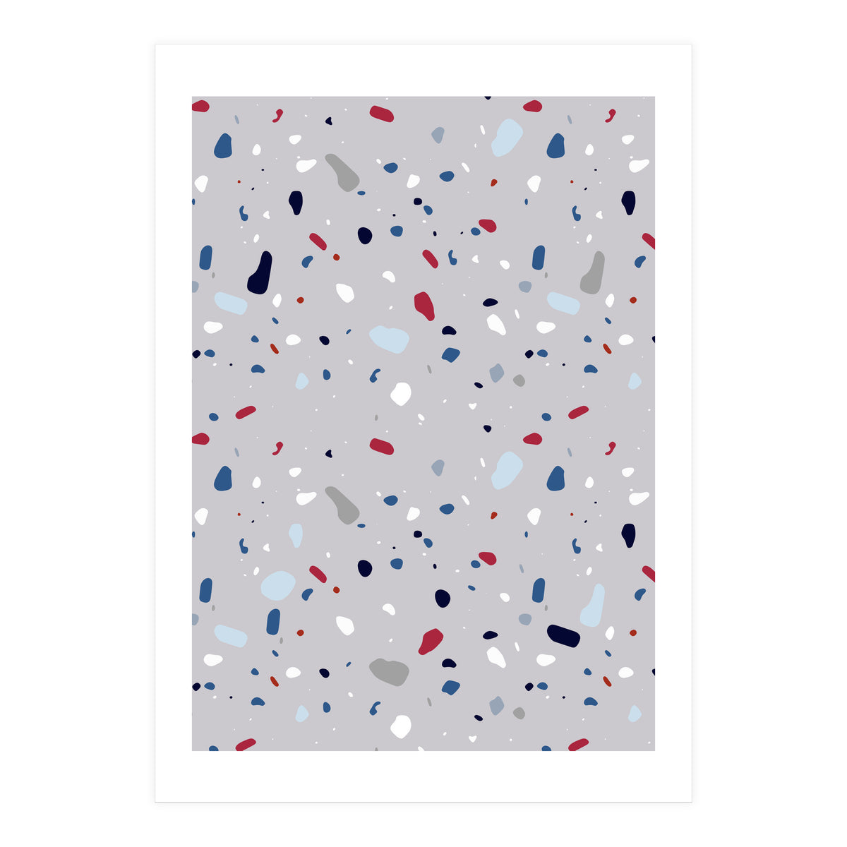Modern Gray Blue Rounded Terrazzo (Print Only)