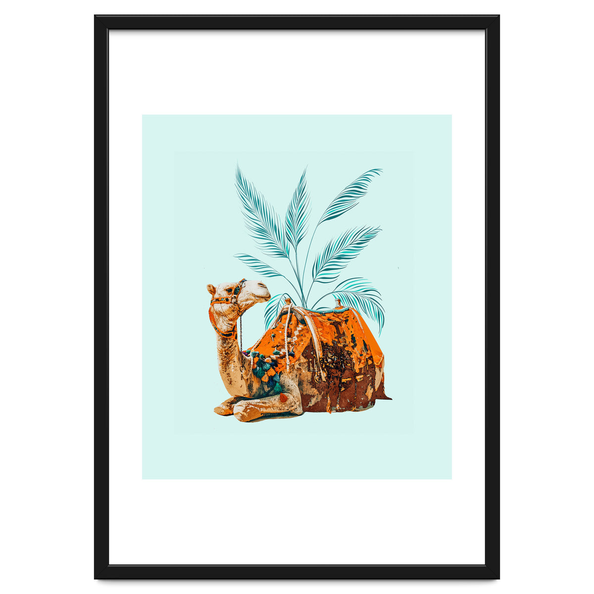 Camel Ride, Modern Bohemian Eclectic Animals, India Culture Travel Palm Desert Painting