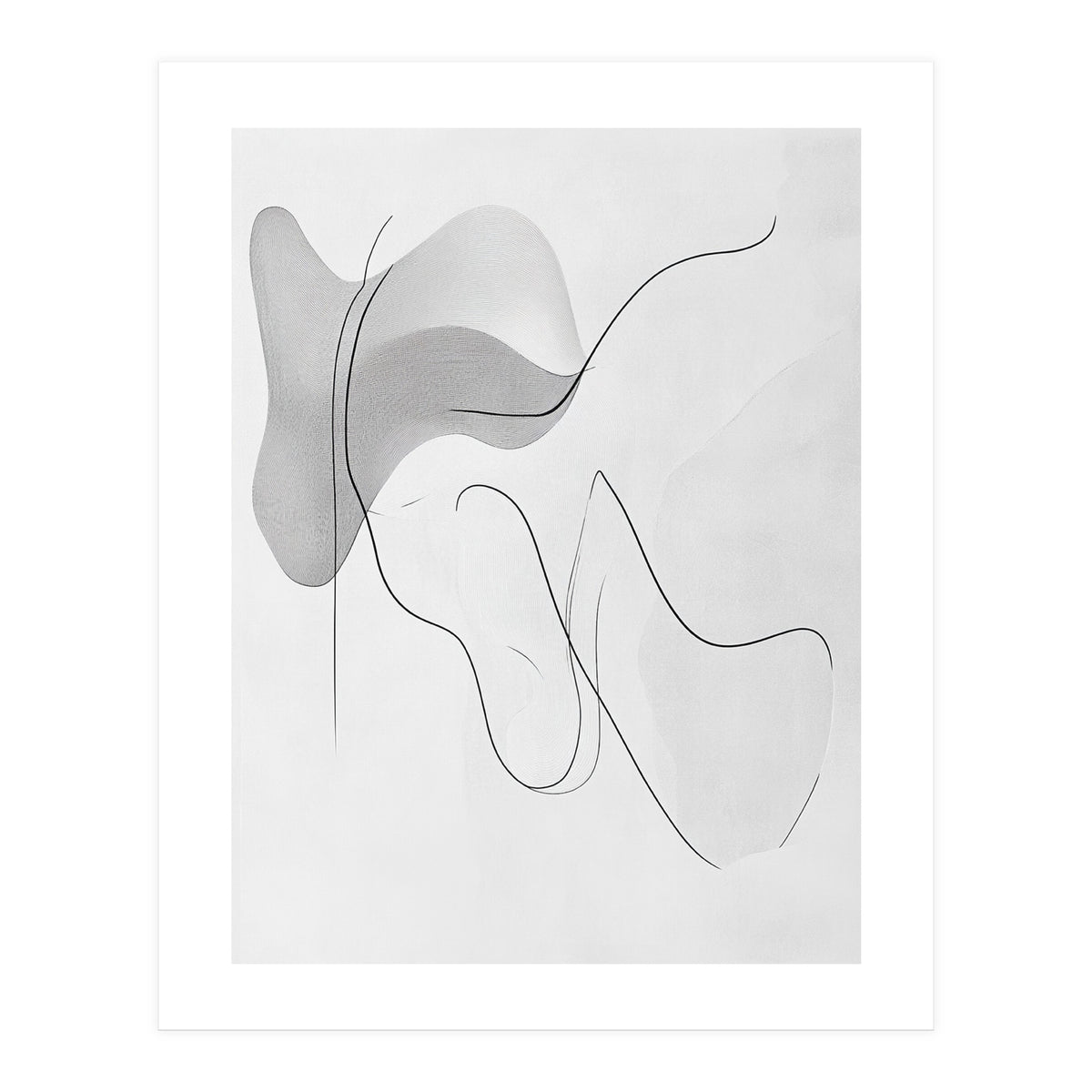 Abstract Black And White Flowing Lines And Shapes (Print Only)