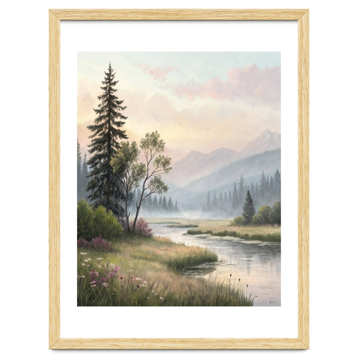 Dreamy Alpine Valley Landscape Painting
