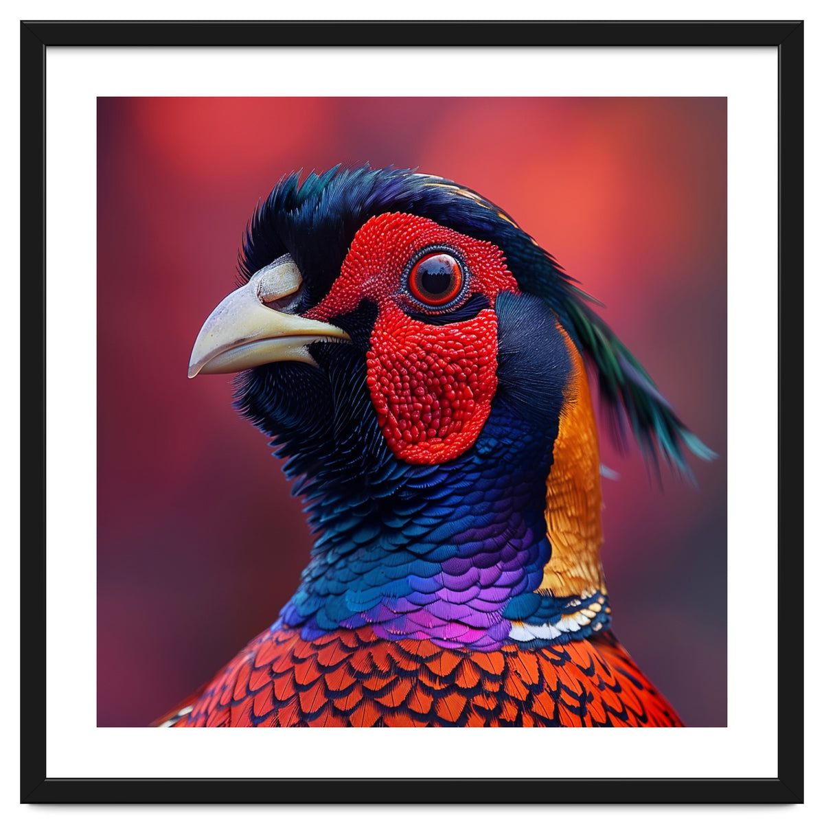 Close Up Pheasant Bird Head Detailed Feathers