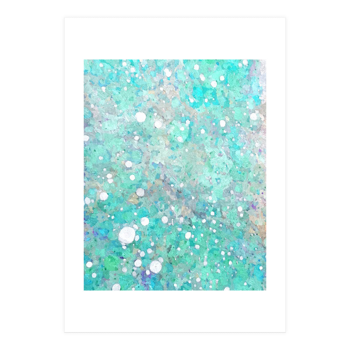 Blue Green Dreamy Marble, Minimal Abstract Pastel Graphic Design Eclectic Bohemian Painting Texture (Print Only)