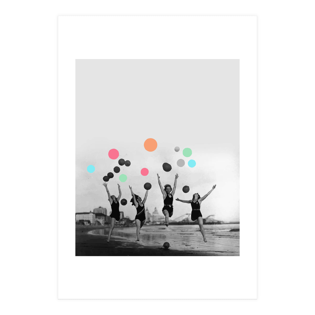 Vintage Women Black & White Photography Balloons Freedom Feminism Women's Rights Individuality (Print Only)