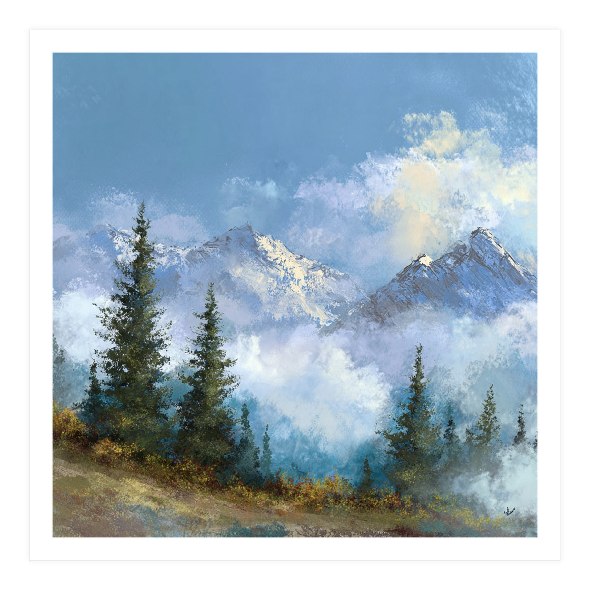 Majestic Snow-Capped Alpine Peaks (Print Only)