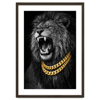 Bejweled hyper-realistic lion photography,diamond fangs portrait