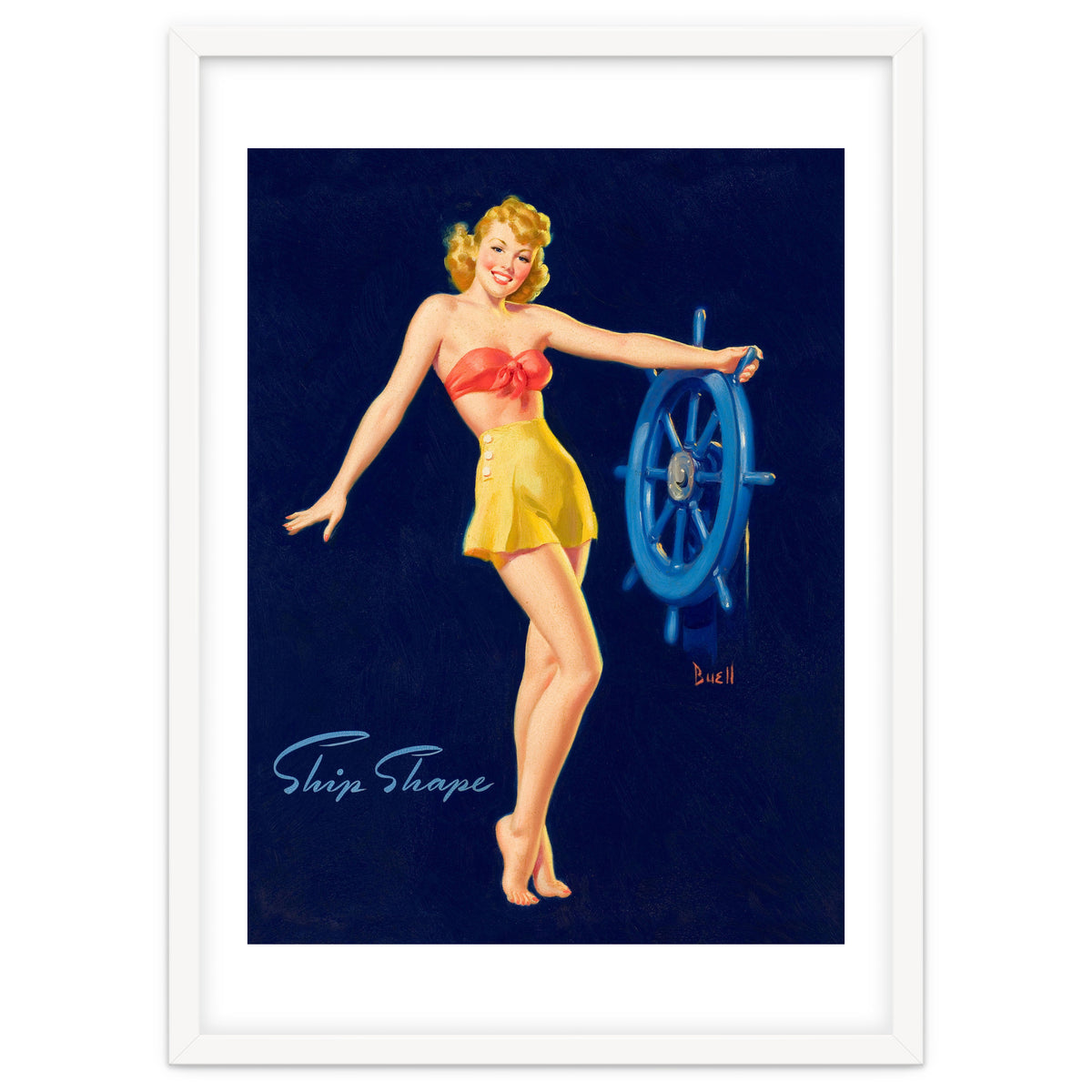 Pinup Girl Is Posing With A Steering Wheel