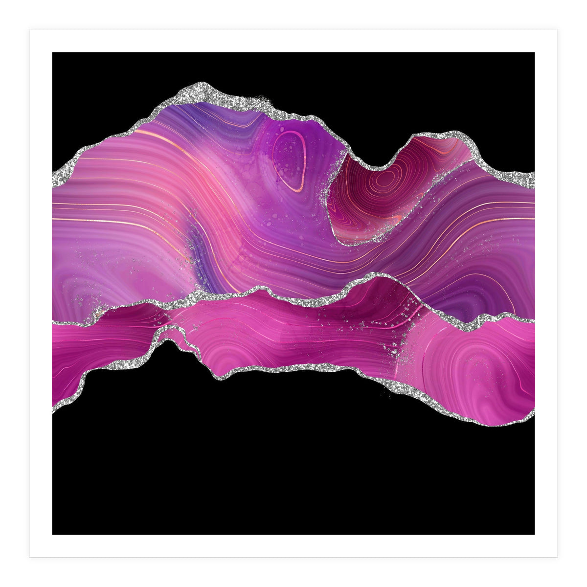 Magenta & Silver Agate Texture 04  (Print Only)