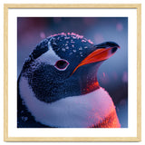 Close Up Penguin With Snowflakes On Head thumbnail