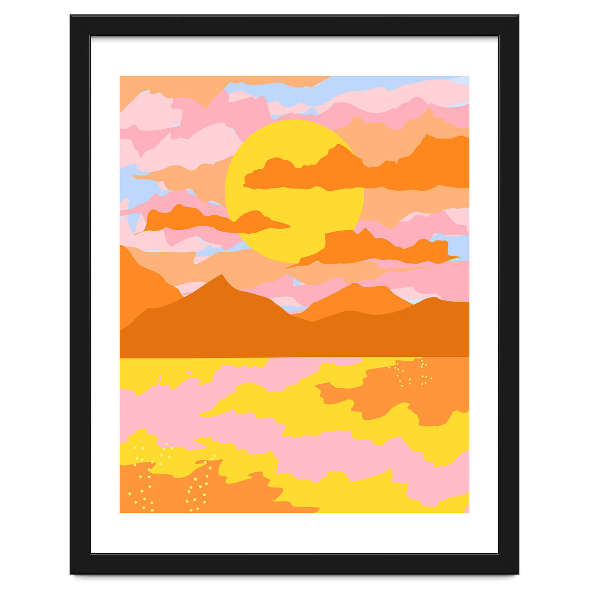 Colors Of The Sky, Sunset Sunrise Nature Landscape Illustration, Travel Adventure Bohemian Colorful