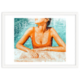 Mi Bebida Por Favor | Modern Bohemian Woman Summer Swim | Swimming Pool Watercolor Fashion Painting thumbnail