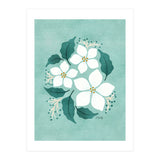 White Flowers On Mint (Print Only) thumbnail