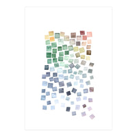 Watercolor Geometric Square Shapes Blue (Print Only)