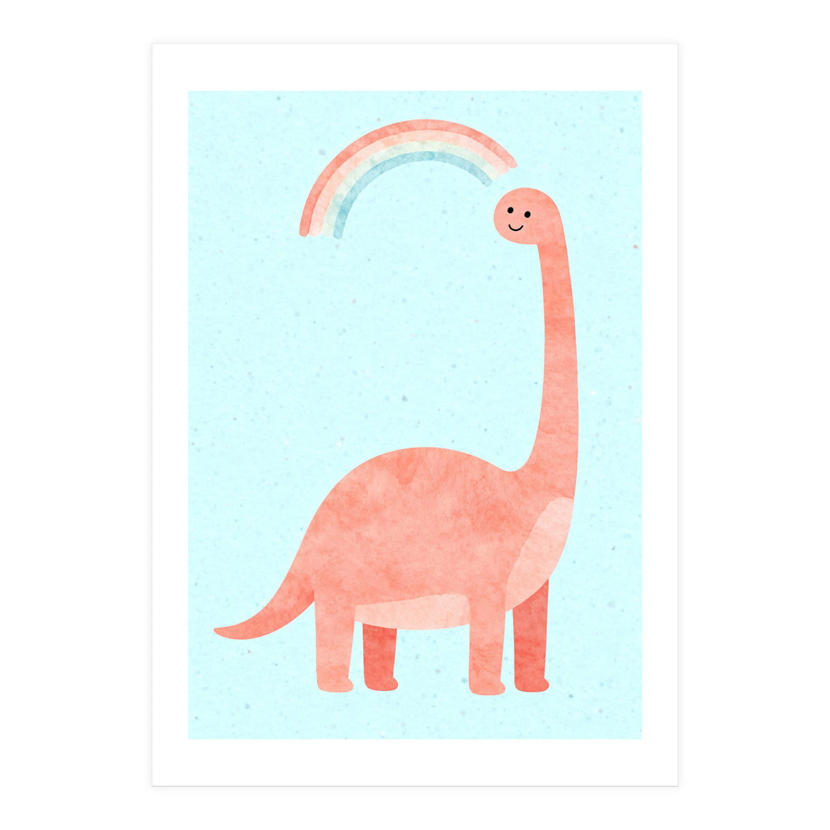 Rainbow Dinosaur Nursery Art, Cute diplodocus Watercolor, Pink Dino Illustration (Print Only)