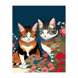 The Perfect Companion, Cute Cats Japanese Pets, Whimsical Animals Cat Vintage Love Friends Together (Print Only) thumbnail