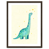 Cute Brontosaurus Watercolor Art, Whimsical Dinosaur Nursery Print, Starry Dino Illustration thumbnail