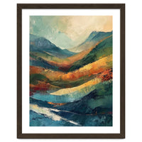 Textured Impasto Mountain Valley Landscape