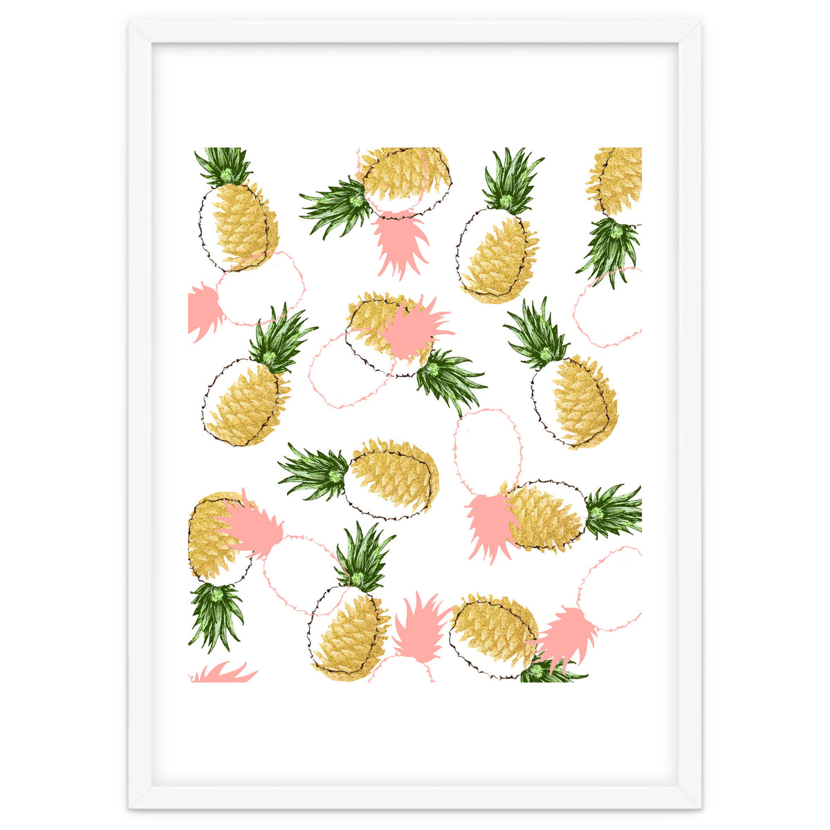 Pineapples & Pine Cones, Eclectic Tropical Nature Illustration, Quirky Fun Fruit Food Graphic Design