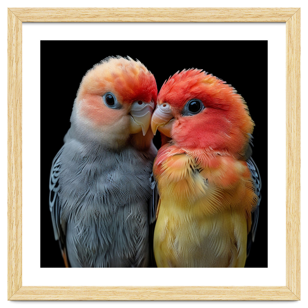 Two Lovebirds Nuzzle Together
