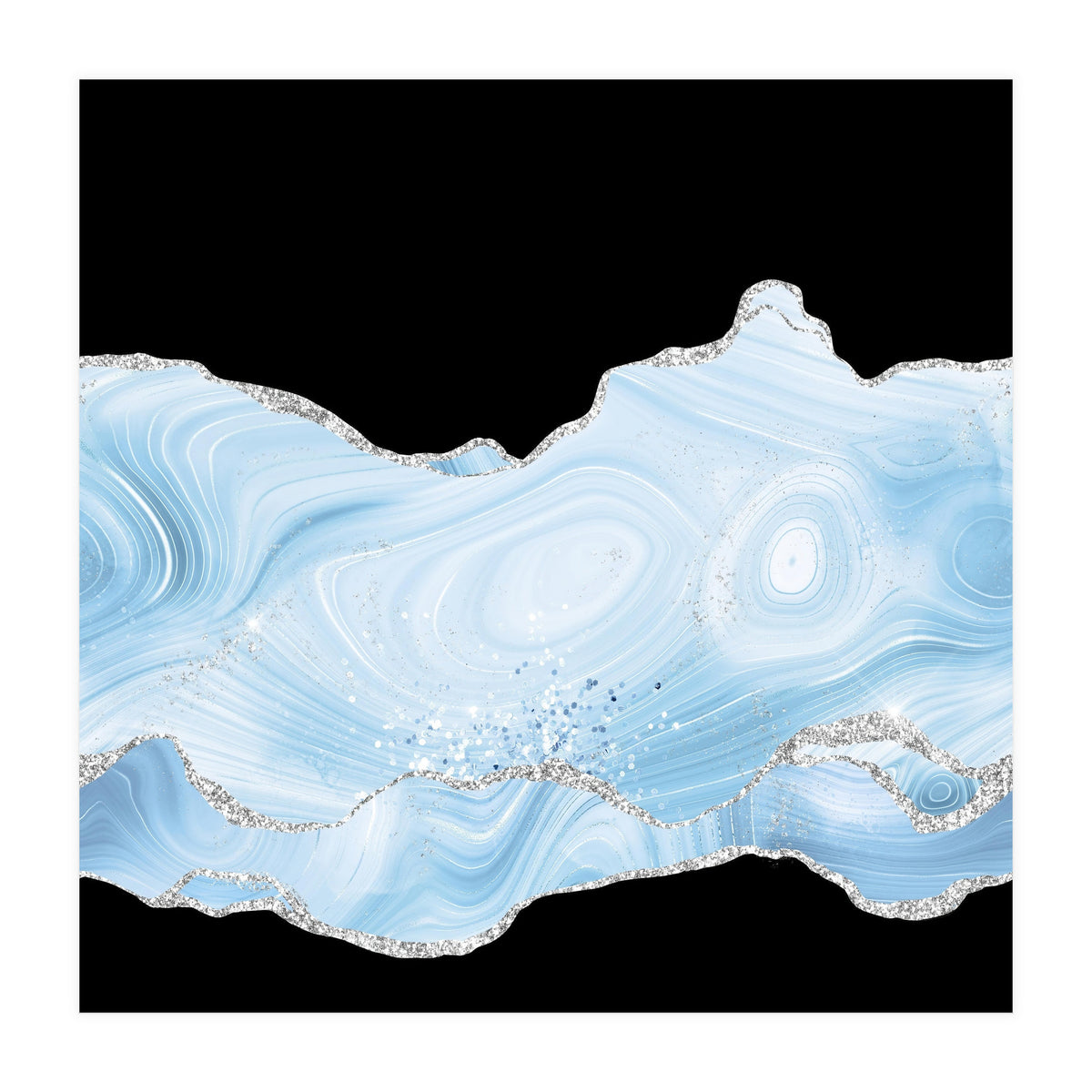 Blue & Silver Agate Glitter Texture 04 (Print Only)