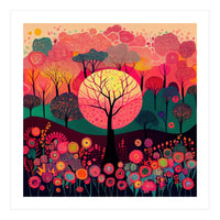 Folk Sunset Forest In Bloom (Print Only)