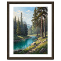 Serene Alpine Forest River Landscape